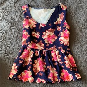 Anthropologie peplum top, floral, xs